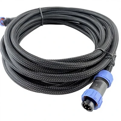 SP13 Connector With PET Woven Mesh Sleeve PVC Cable